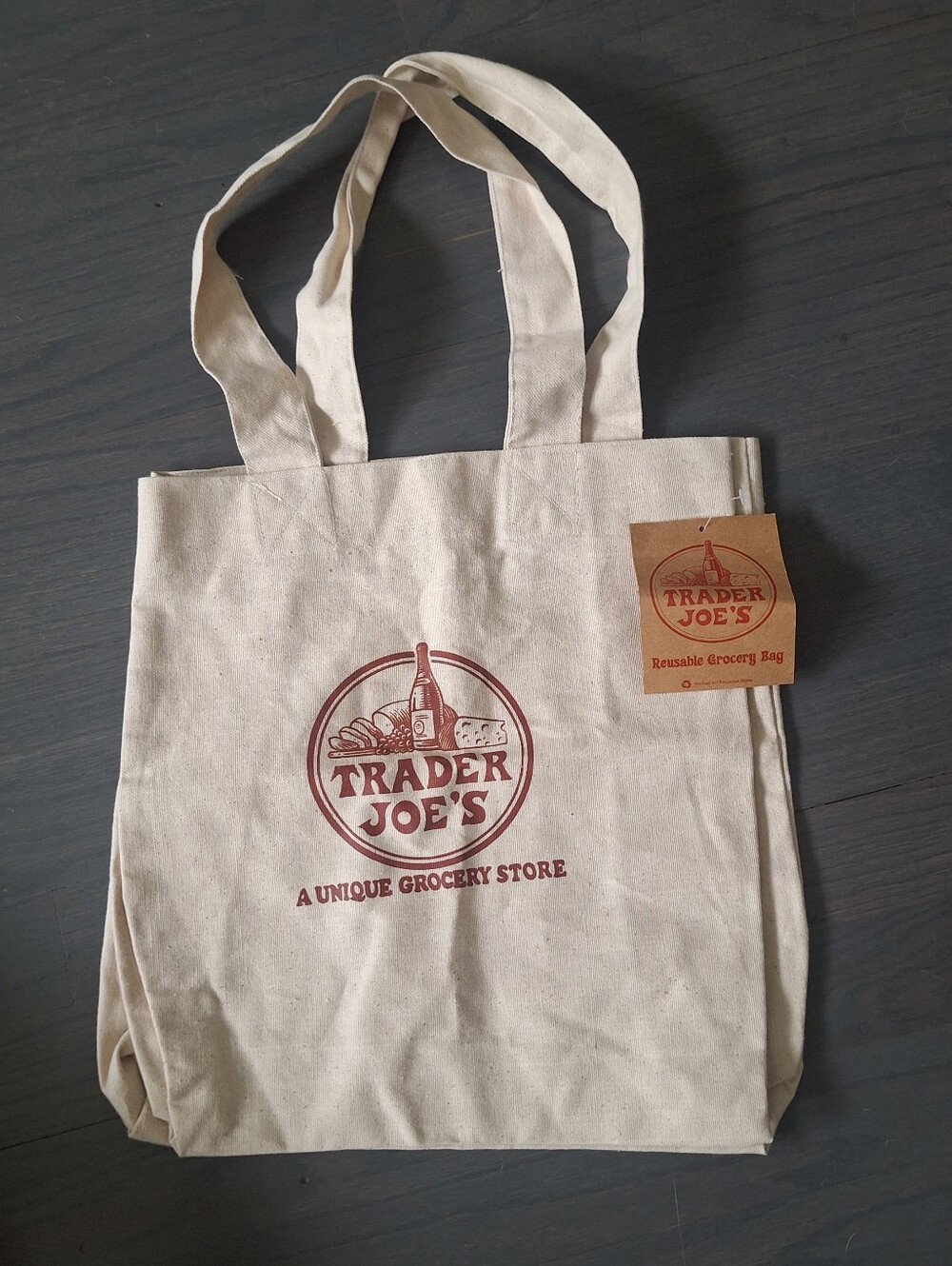 VINTAGE TRADER JOE'S A UNIQUE GROCERY STORE CANVAS TOTE BAG